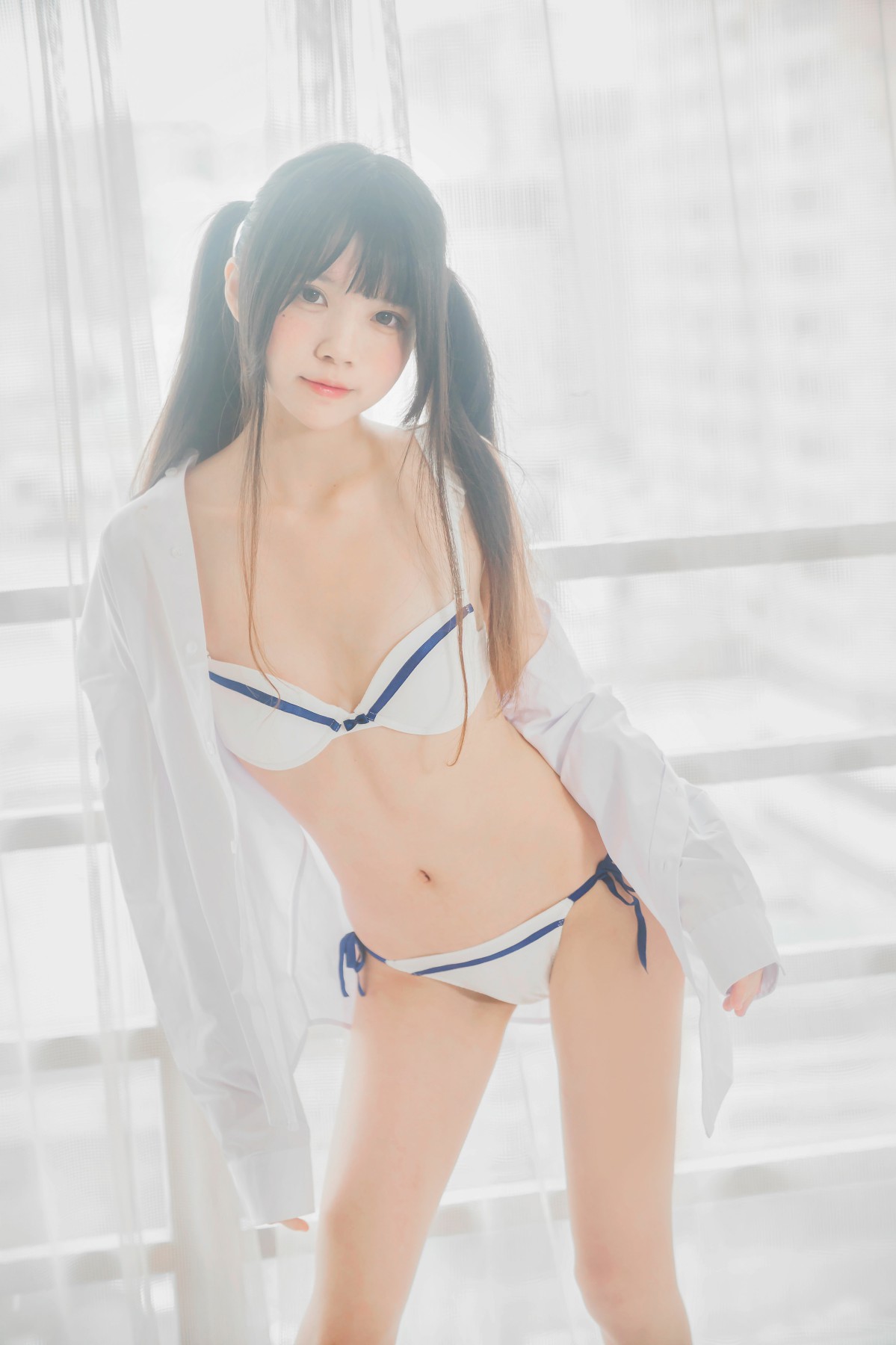 [桜桃喵]桜桃未熟-白衬衫双马尾-COSPLAY