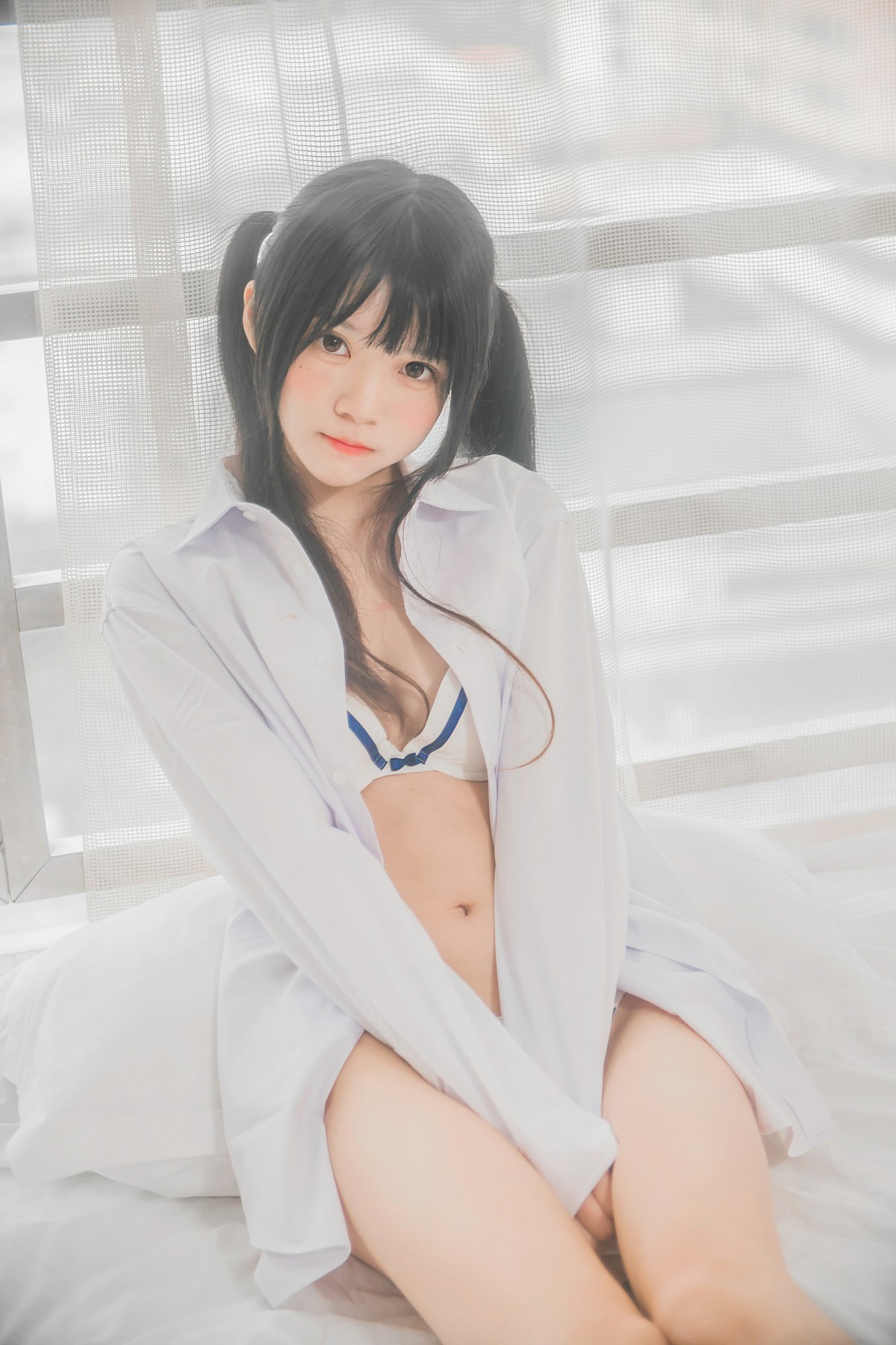 [桜桃喵]桜桃未熟-白衬衫双马尾-COSPLAY