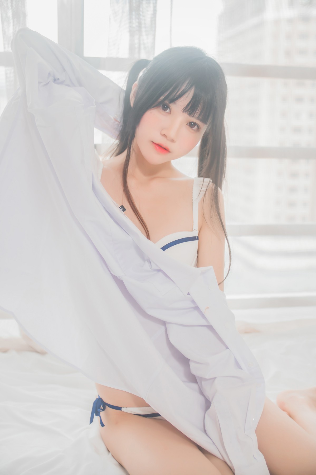 [桜桃喵]桜桃未熟-白衬衫双马尾-COSPLAY