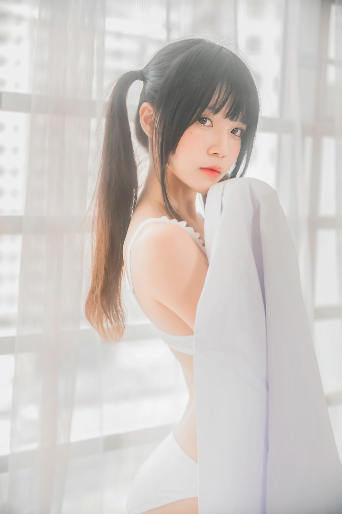 [桜桃喵]桜桃未熟-白衬衫双马尾-COSPLAY