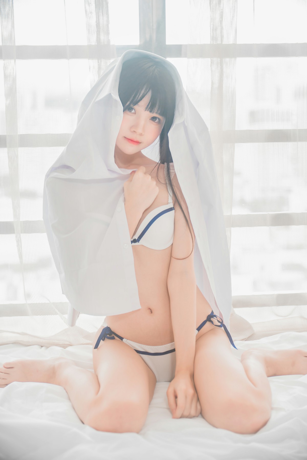 [桜桃喵]桜桃未熟-白衬衫双马尾-COSPLAY