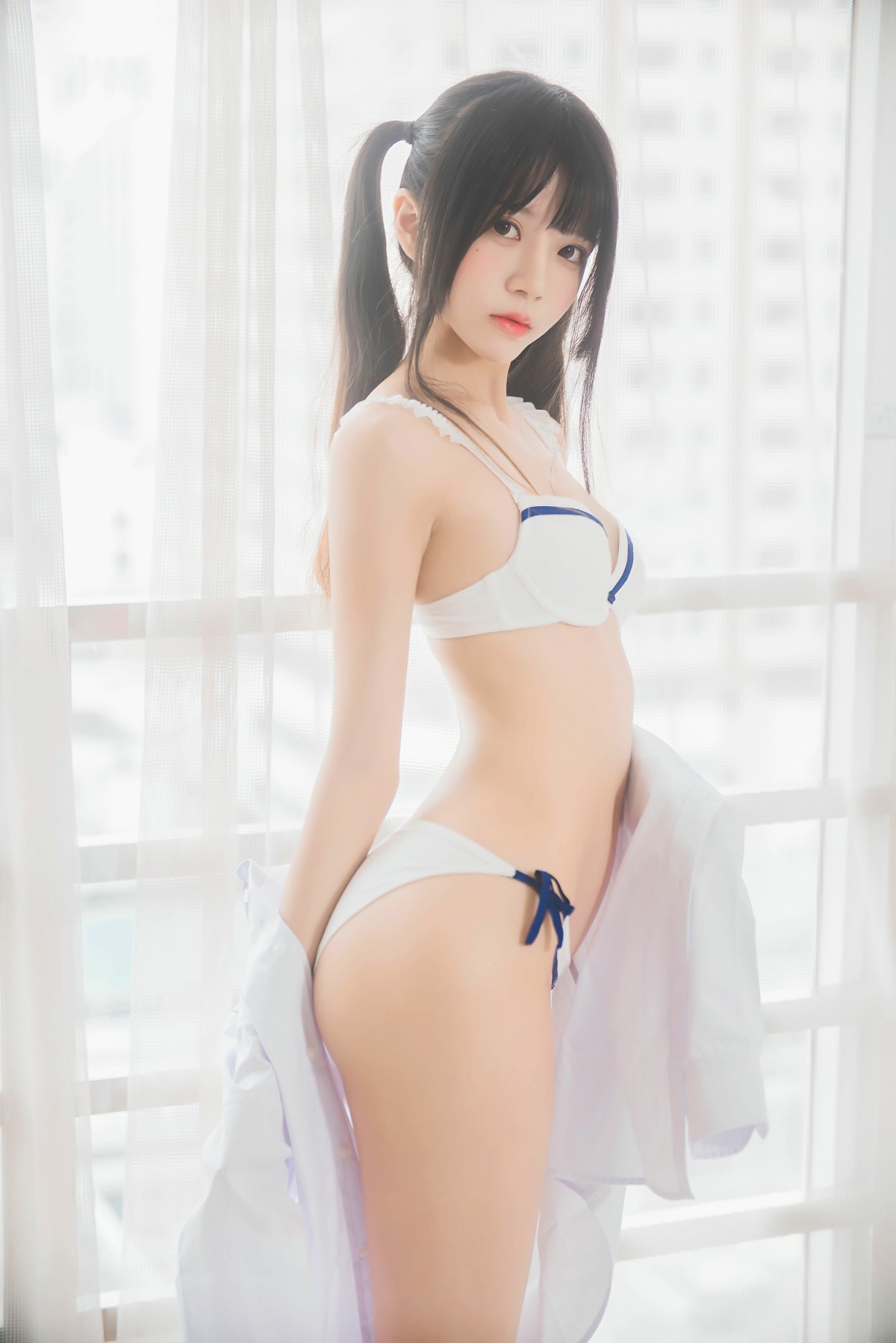 [桜桃喵]桜桃未熟-白衬衫双马尾-COSPLAY