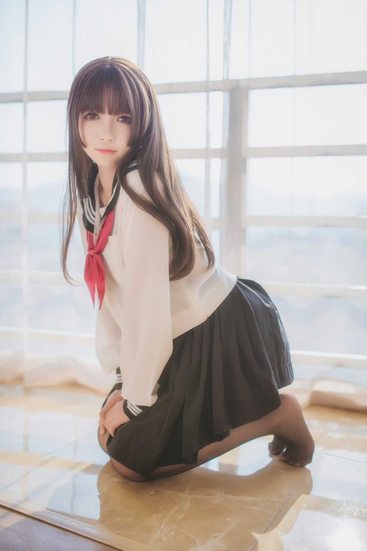 白金Saki写真-半透明水手服-COSPLAY