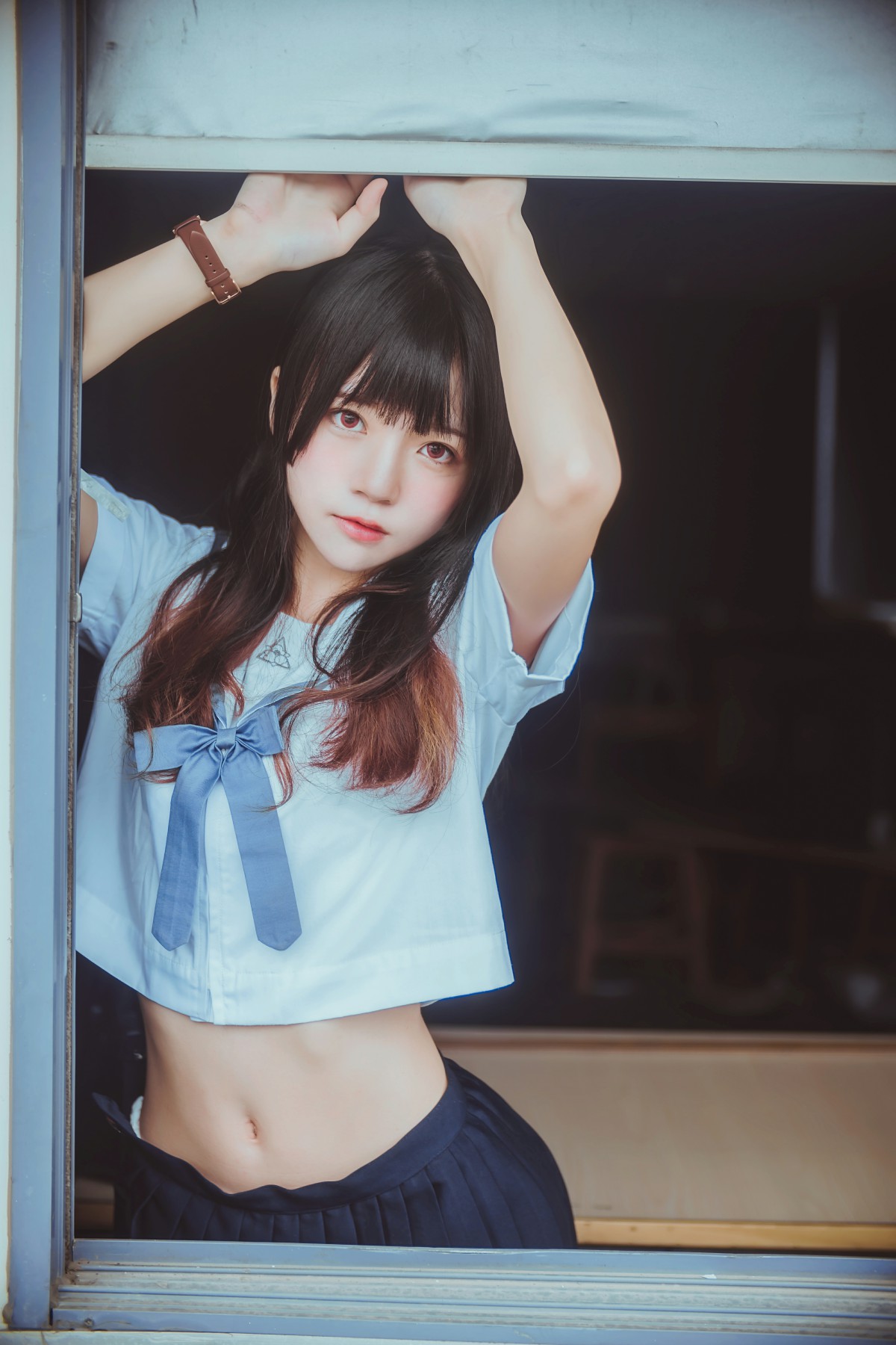 萝莉风COS桜桃喵–蓝白水手服-COSPLAY