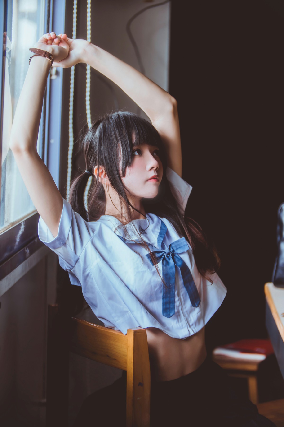 萝莉风COS桜桃喵–蓝白水手服-COSPLAY