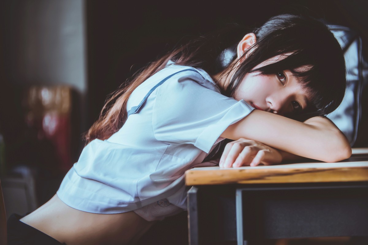 萝莉风COS桜桃喵–蓝白水手服-COSPLAY