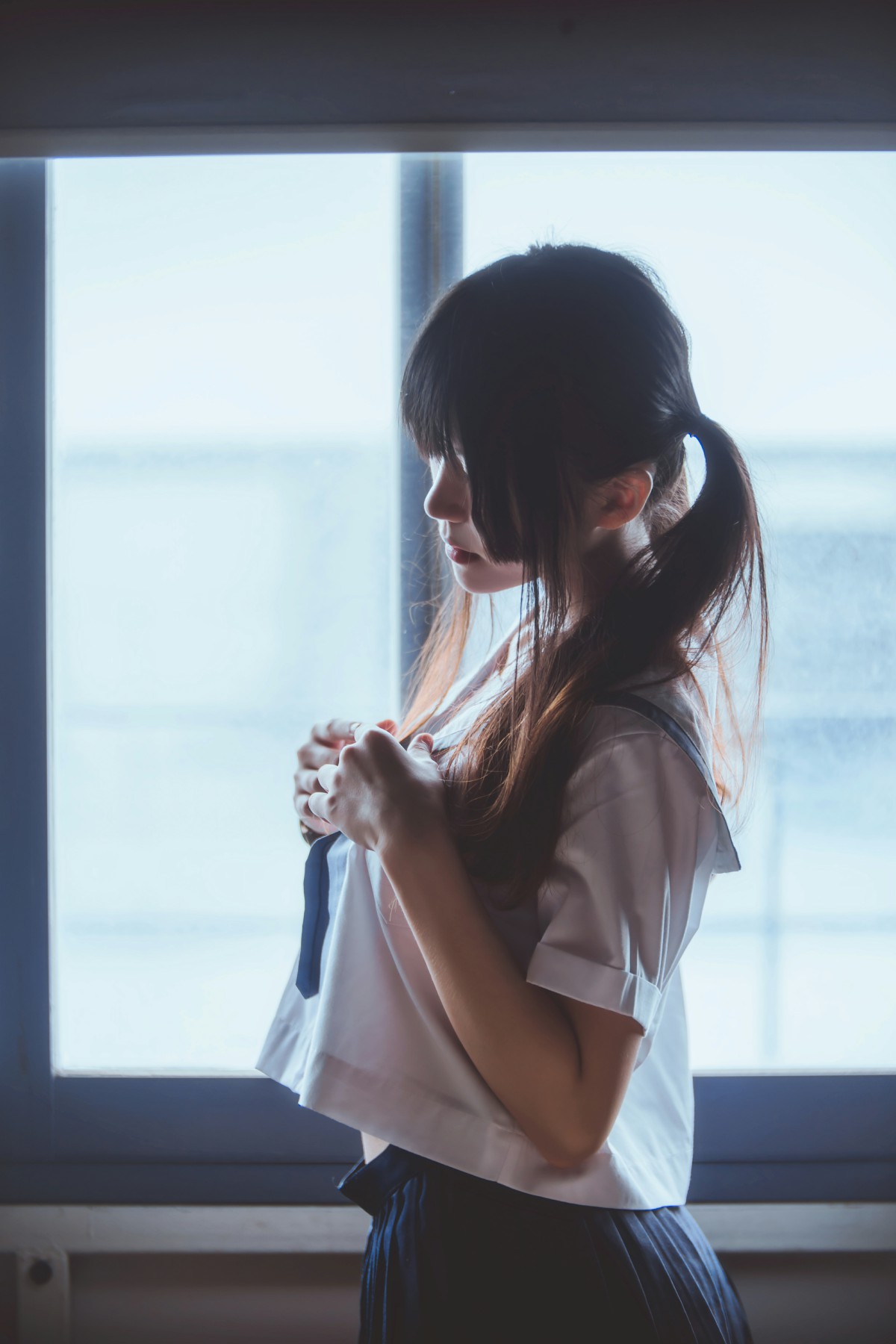 萝莉风COS桜桃喵–蓝白水手服-COSPLAY