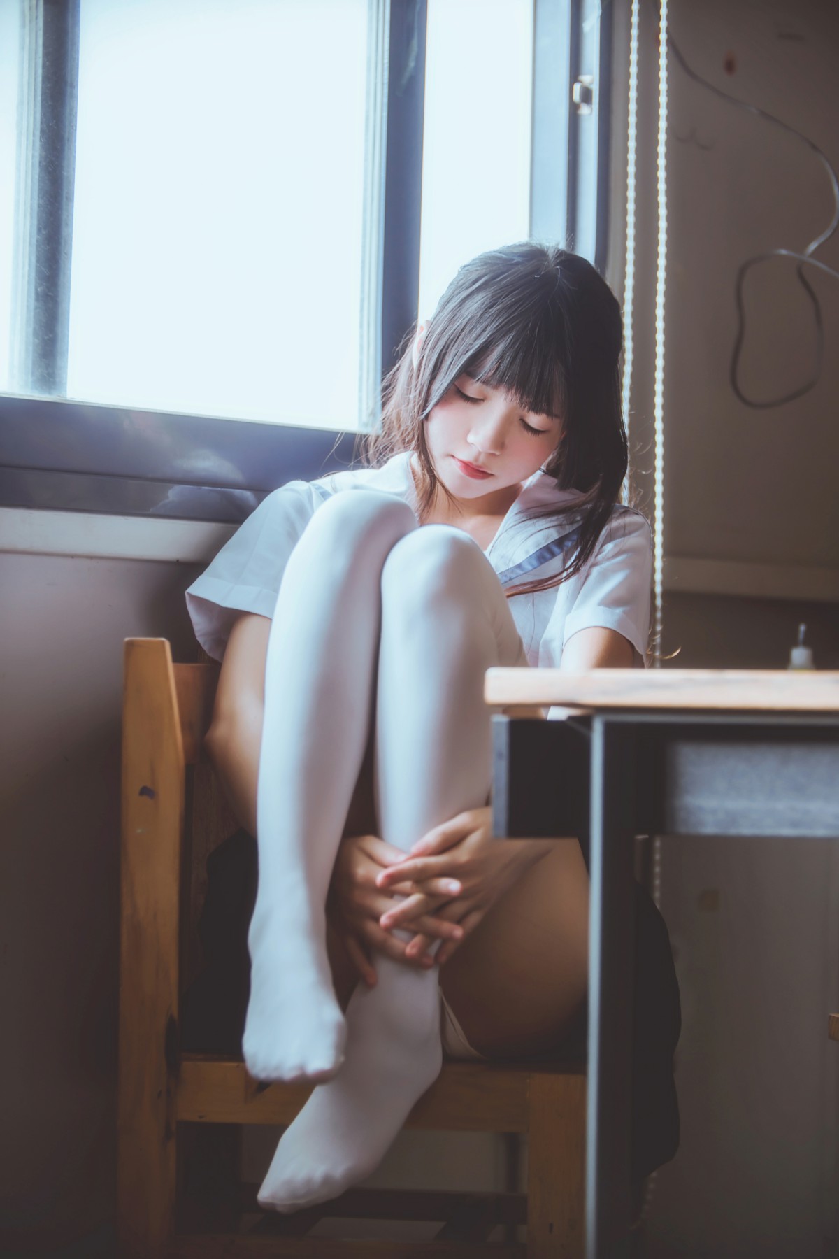 萝莉风COS桜桃喵–蓝白水手服-COSPLAY