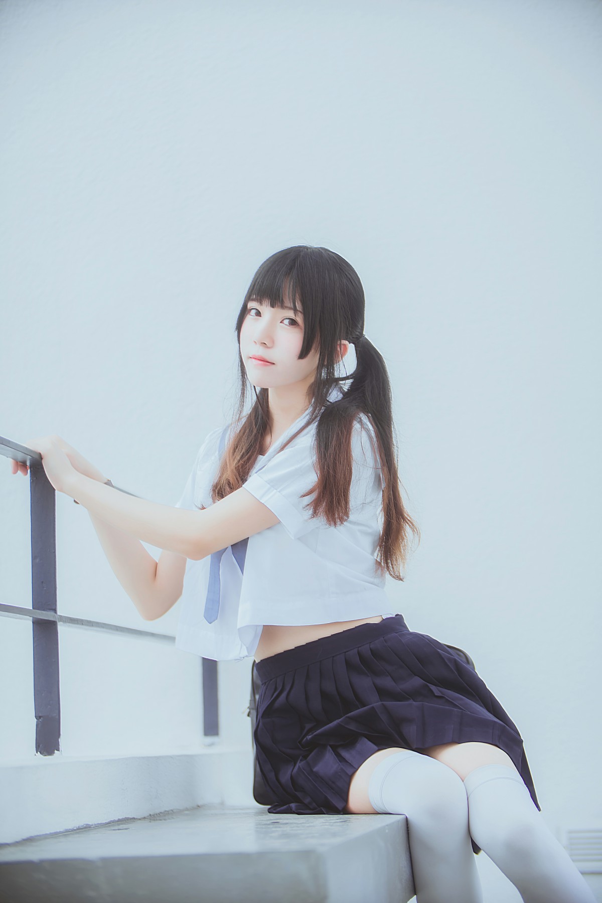 萝莉风COS桜桃喵–蓝白水手服-COSPLAY