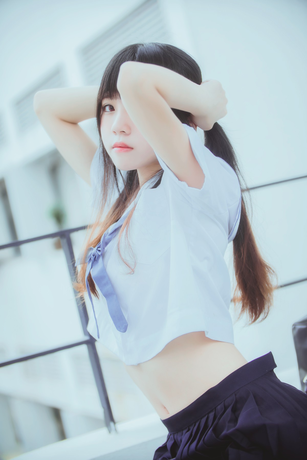 萝莉风COS桜桃喵–蓝白水手服-COSPLAY