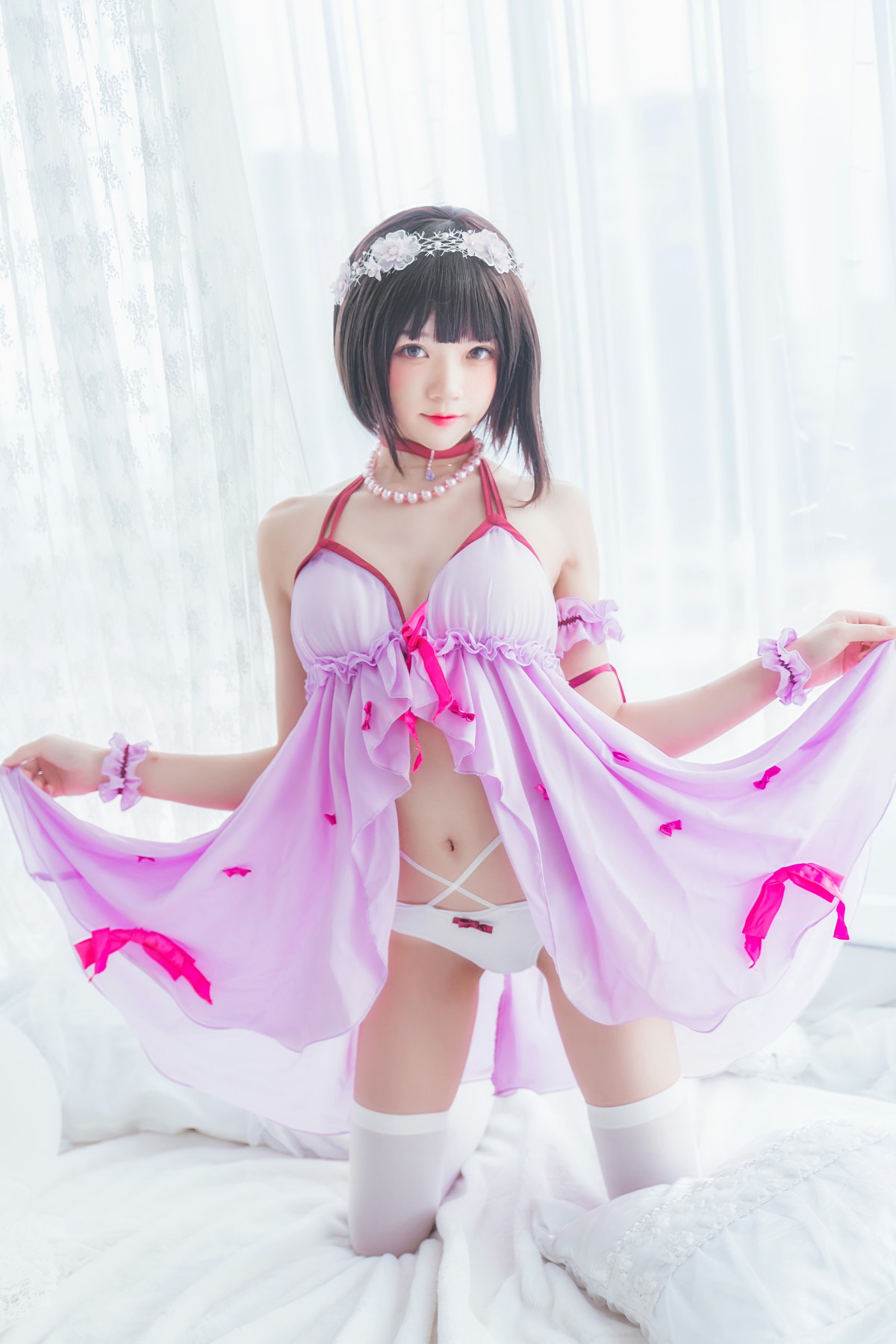 萝莉风COS桜桃喵–加藤惠系列之小睡裙-COSPLAY