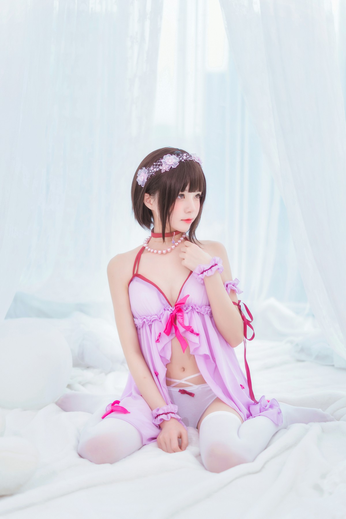 萝莉风COS桜桃喵–加藤惠系列之小睡裙-COSPLAY