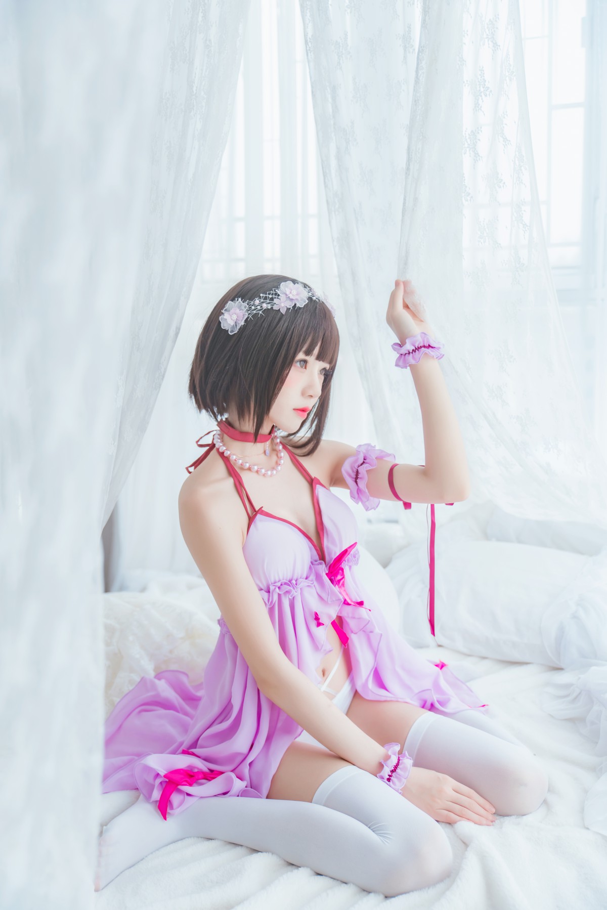 萝莉风COS桜桃喵–加藤惠系列之小睡裙-COSPLAY