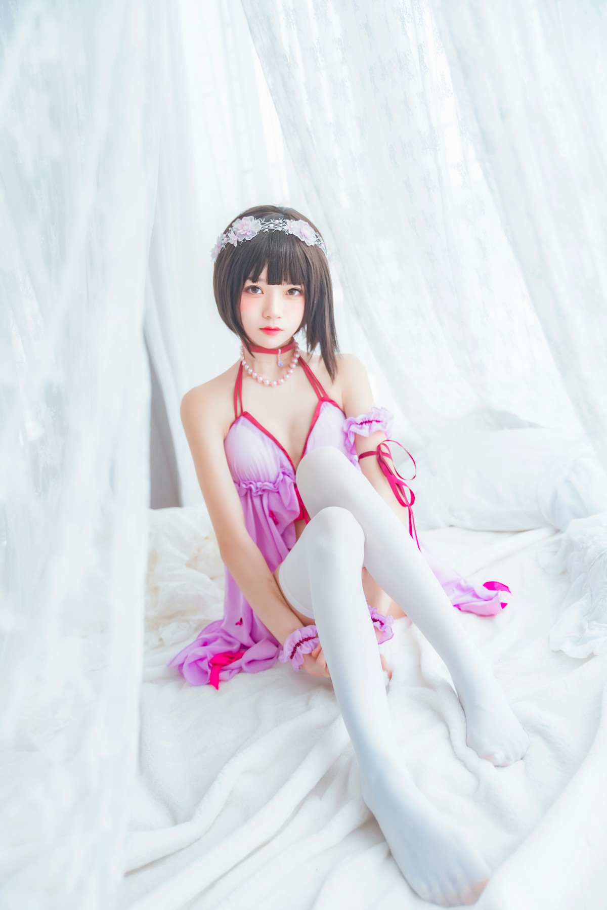 萝莉风COS桜桃喵–加藤惠系列之小睡裙-COSPLAY