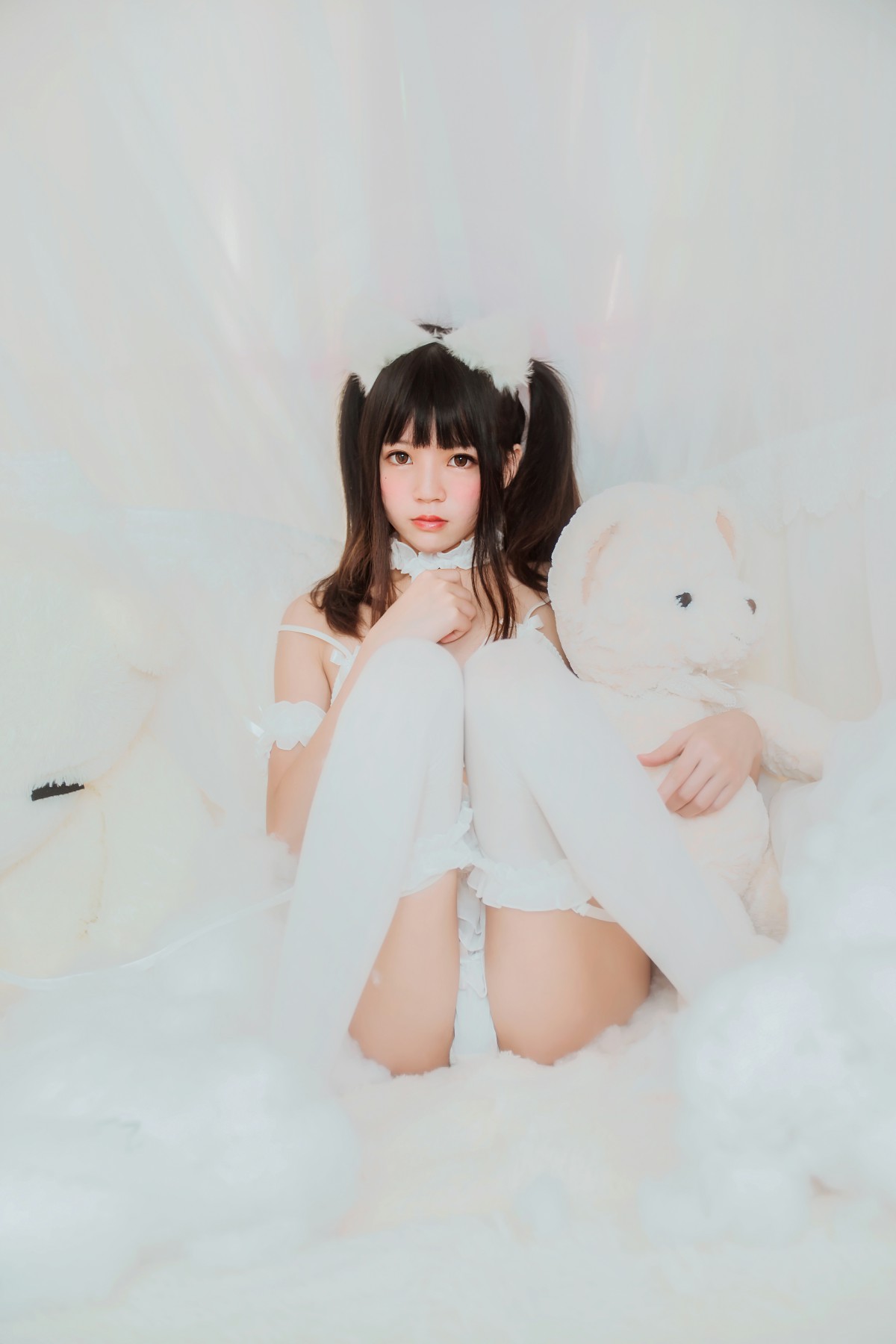 萝莉风COS桜桃喵–白猫-COSPLAY