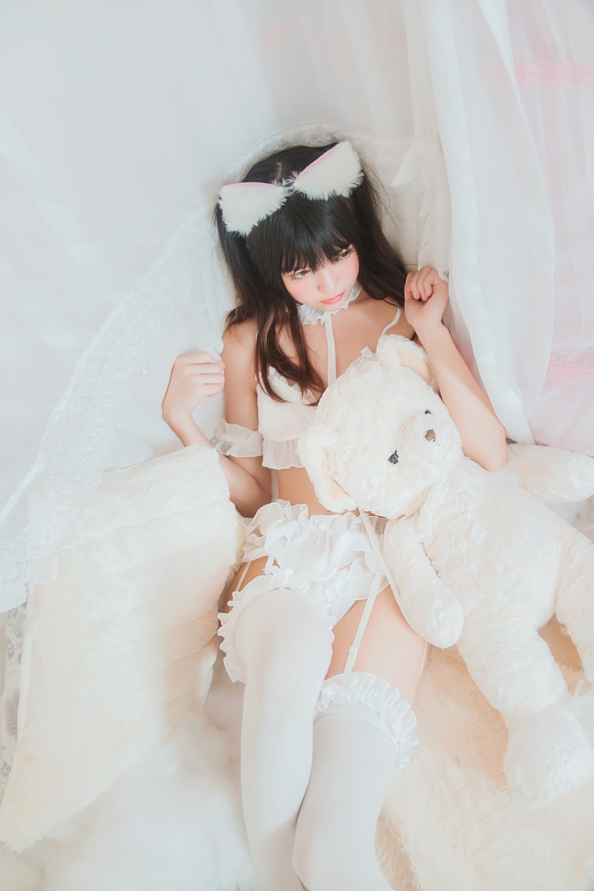 萝莉风COS桜桃喵–白猫-COSPLAY