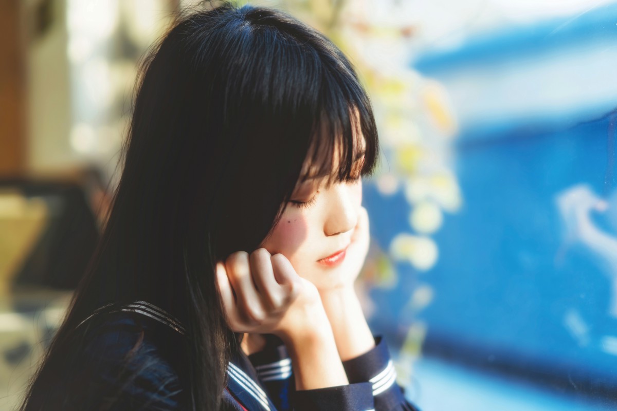 萝莉风COS桜桃喵–黑色水手服-COSPLAY