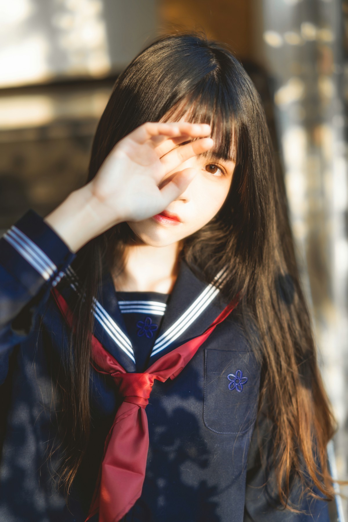 萝莉风COS桜桃喵–黑色水手服-COSPLAY