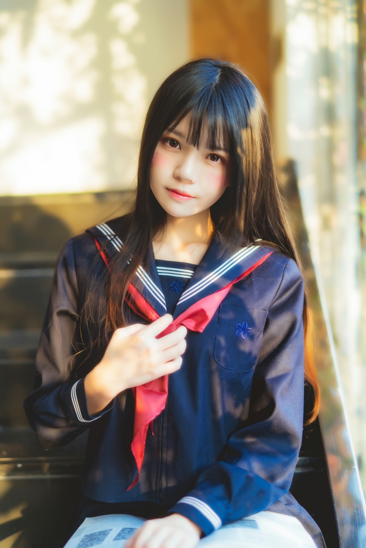 萝莉风COS桜桃喵–黑色水手服-COSPLAY