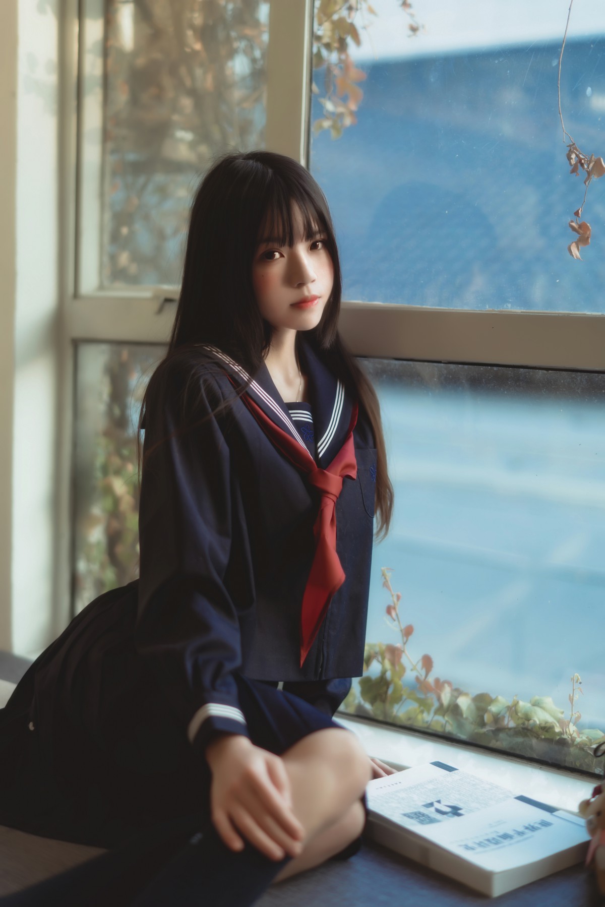 萝莉风COS桜桃喵–黑色水手服-COSPLAY