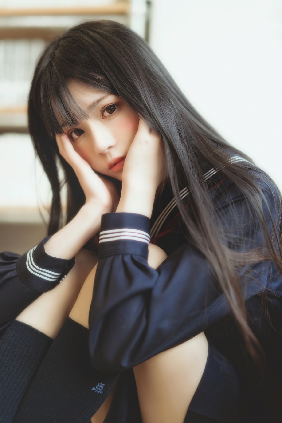 萝莉风COS桜桃喵–黑色水手服-COSPLAY