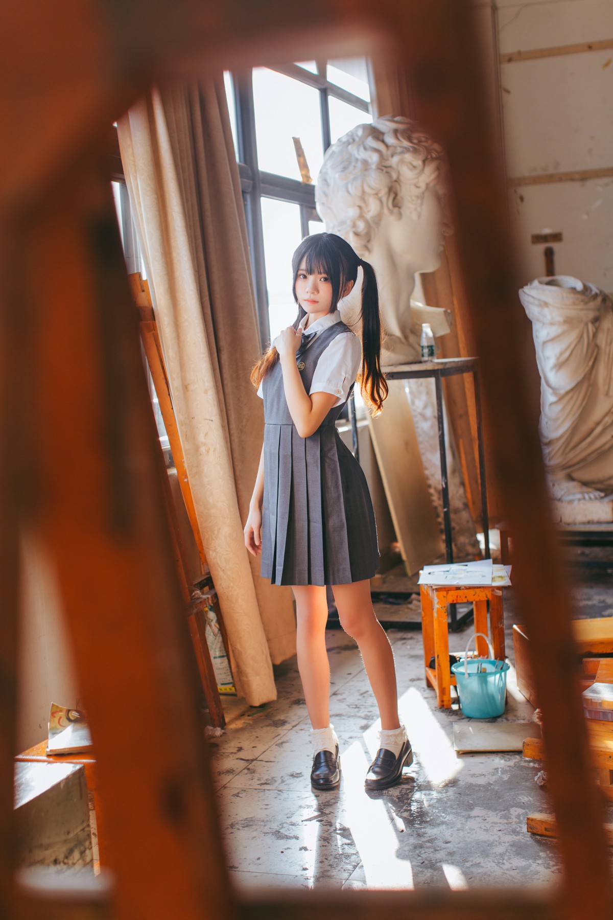 萝莉风COS桜桃喵–画室少女-COSPLAY