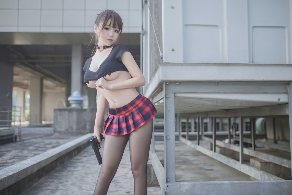 性感人气COSERYoko宅夏Cos–红色格子-COSPLAY