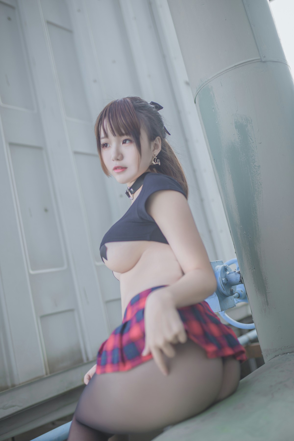 性感人气COSERYoko宅夏Cos–红色格子-COSPLAY