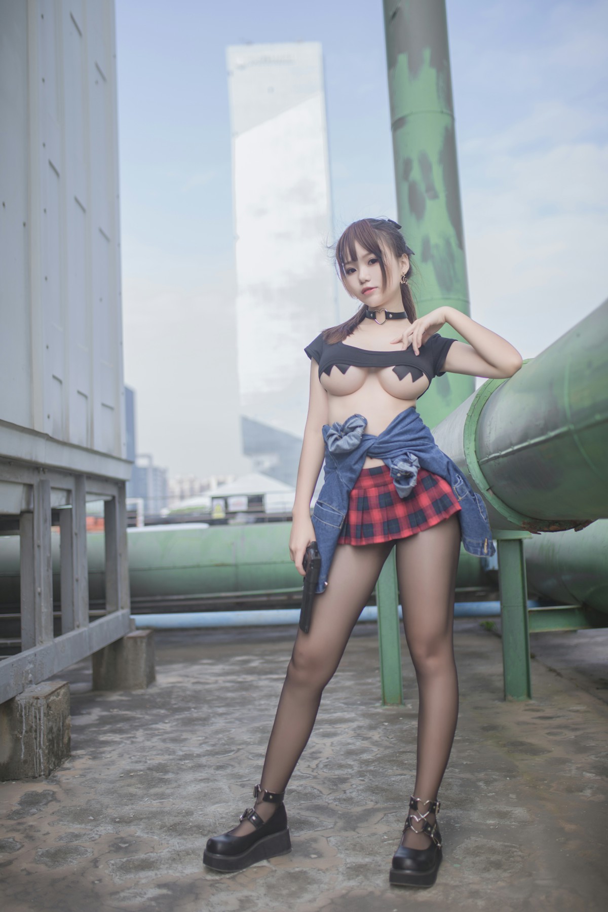 性感人气COSERYoko宅夏Cos–红色格子-COSPLAY