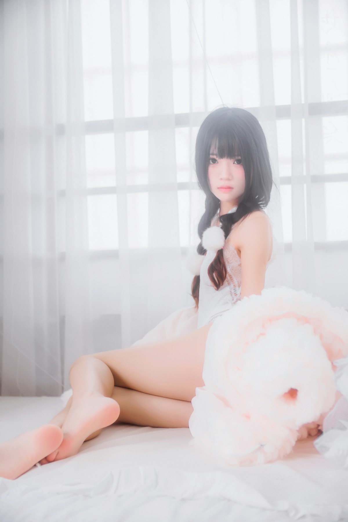 萝莉风COS桜桃喵–纯白私房-COSPLAY