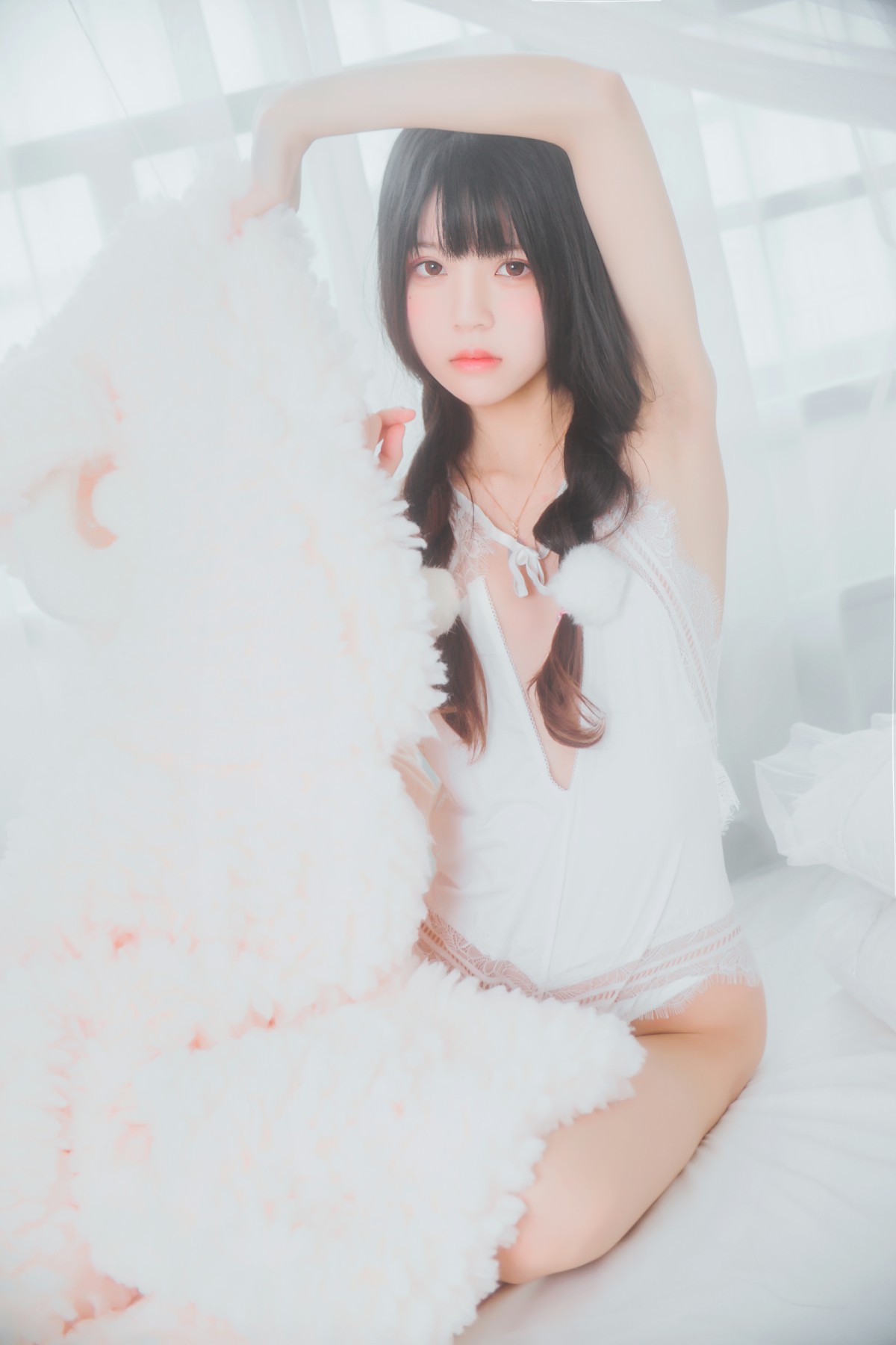 萝莉风COS桜桃喵–纯白私房-COSPLAY