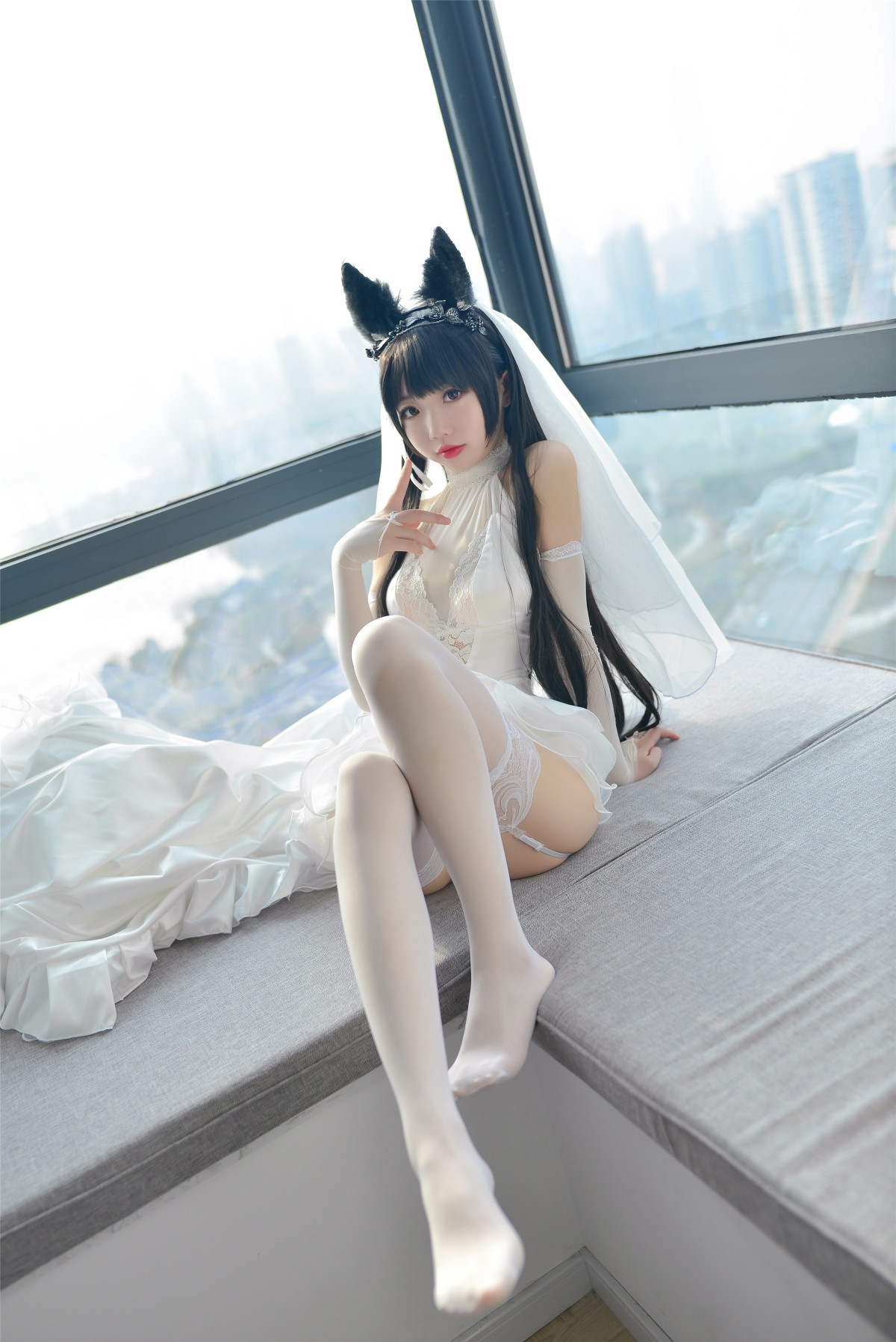 Cos小姐姐雪琪-爱宕高跟美腿与婚纱-COSPLAY
