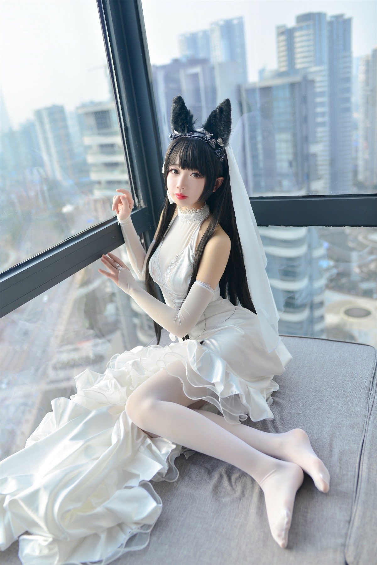 Cos小姐姐雪琪-爱宕高跟美腿与婚纱-COSPLAY