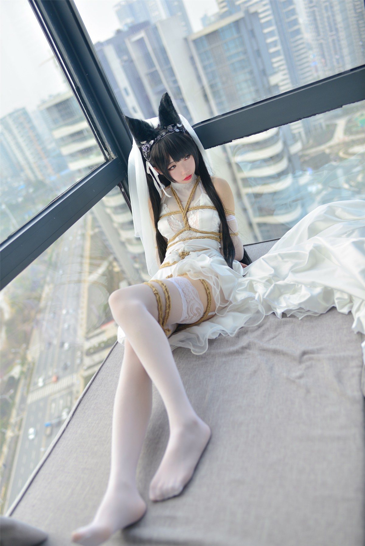 Cos小姐姐雪琪-爱宕高跟美腿与婚纱-COSPLAY