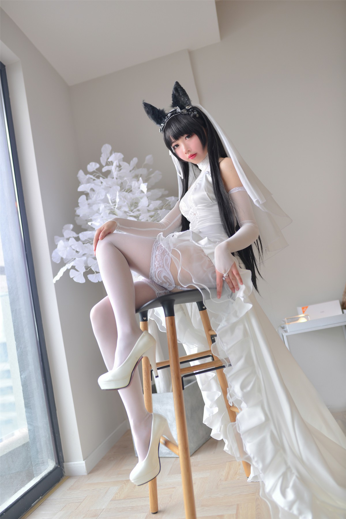 Cos小姐姐雪琪-爱宕高跟美腿与婚纱-COSPLAY