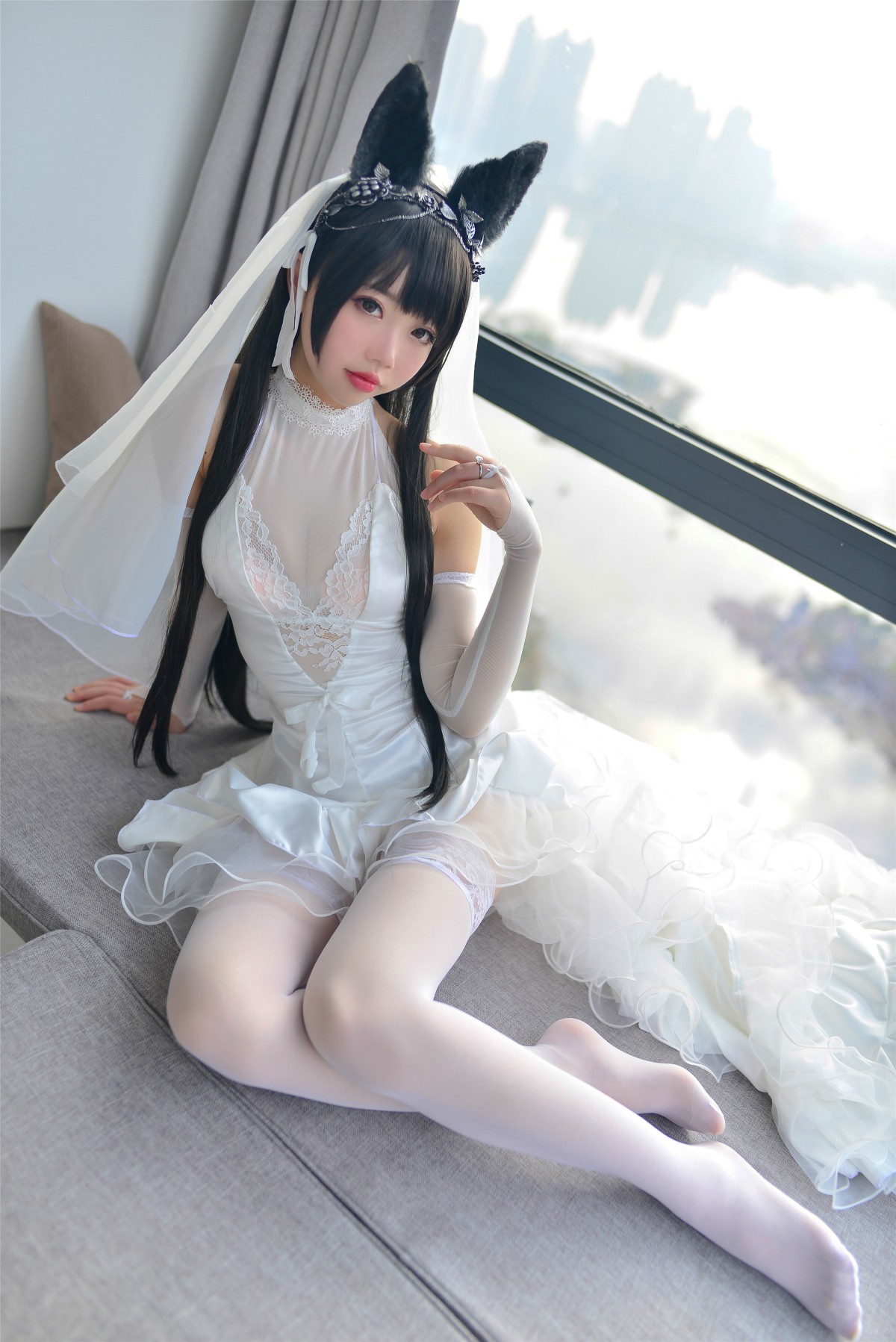 Cos小姐姐雪琪-爱宕高跟美腿与婚纱-COSPLAY