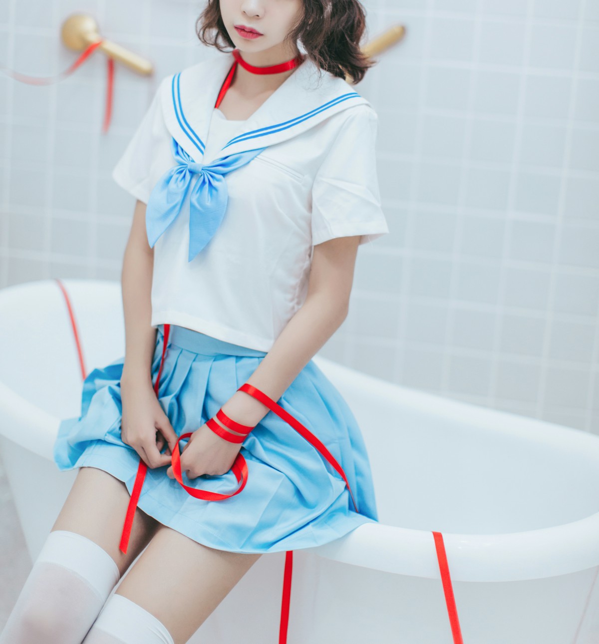 [Cosplay]疯猫ss-睡衣与浴室的水手服-COSPLAY