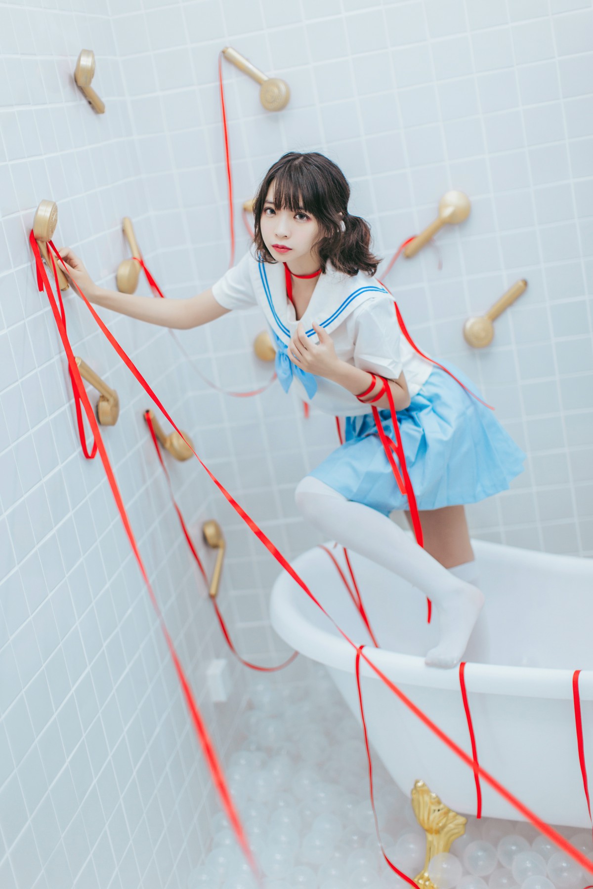[Cosplay]疯猫ss-睡衣与浴室的水手服-COSPLAY